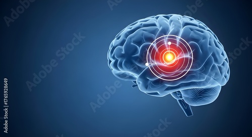 Brain Pain Spot 3D Illustration – Headache and Stroke Concept