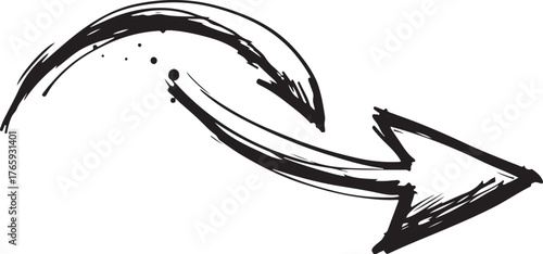 Hand drawn vector sketch of arrow pencil and pencil drawing with nature fish flower bird and animal patterns silhouette design in black ink art