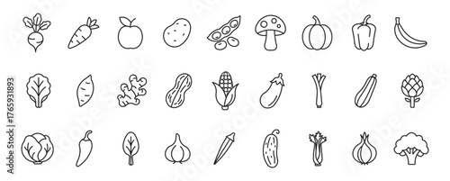 Healthy vegetable icon set, Vegetarian, vegetable, veggies  icon , vector illustration . 