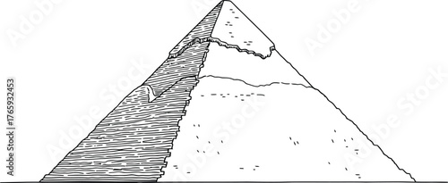 Hand-drawn pyramid illustration on a plain background, ancient