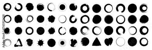 Collection of hand drawn grunge circles and shapes for creative designs