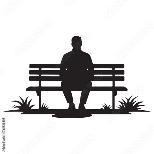Silhouette of a person sitting alone on a park bench, contemplating thoughts and ideas in a serene setting