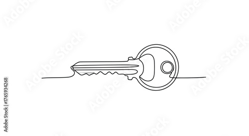 Vector art of vintage metal key, simple line drawing style