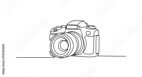 Vector art of professional dslr camera, line art illustration