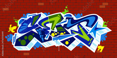 Urban Hip Hop Abstract Word Set Graffiti Style Font Lettering Vector Illustration Template Art