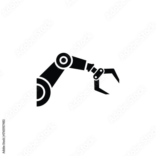 Black robotic arm with gripper on white background 2