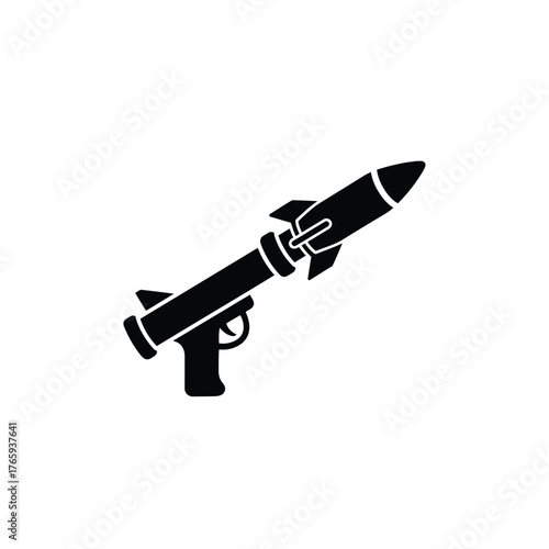 Black rocket launcher icon on white background weapon