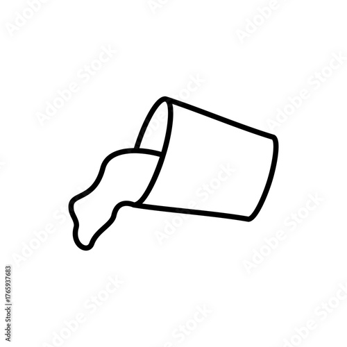 spilled bucket icon, simple flat style, vector illustration, symbol, pictogram design logo template, for ui or ux isolated on white for mobile app, editable