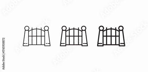decorative wrought iron gate icon sign vector