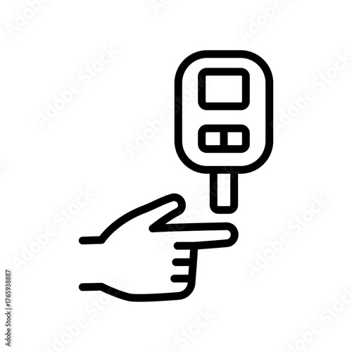 Blood sugar test line icon. Glucose monitor, diabetes testing strip outline vector icon. Glucometer pharmacy symbol, logo illustration.