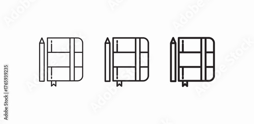 notebook pencil bookmark icon sign vector