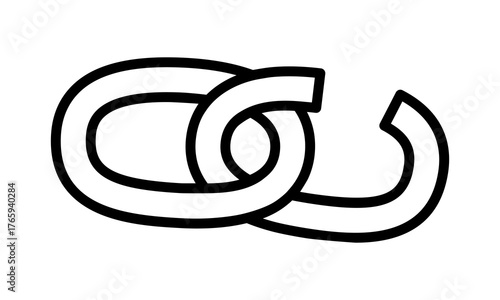Hand drawn cute outline illustration of broken links. Flat vector weak chain doodle. Slavery or habit escape icon or print. Network disconnection sticker. Url hyperlink. Break free sign. Isolated.
