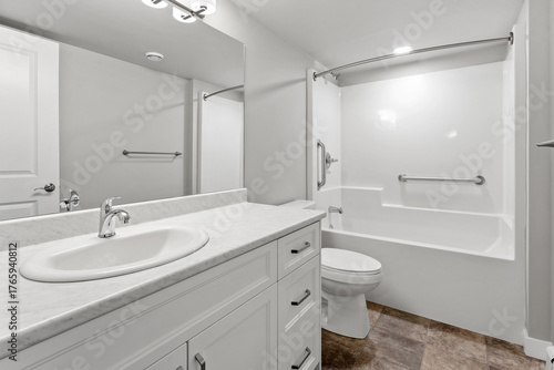 Wallpaper Mural Bathroom with a white sink, toilet, and bathtub Torontodigital.ca