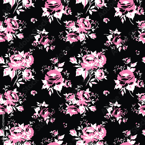 Seamless Pattern with Cute Daisy Flowers and Pansies. Feminine Texture in Country Style for Cloth, Textile, Wallpaper.	