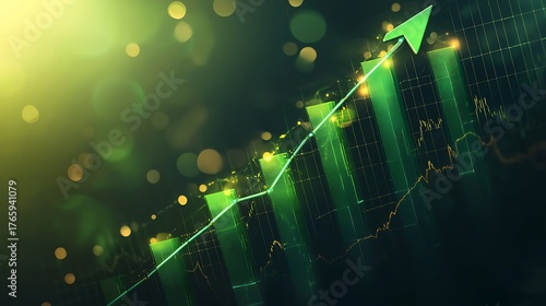 Green bar chart increasing value high resolution picture