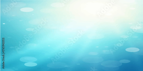 A deep blue abstract bokeh background captures the reflection of sunlight on the water's surface, evoking the calm of a summer sky