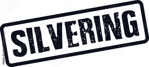 A textured ink stamp displaying the prominent capitalized word SILVERING contained within a rectangular frame
