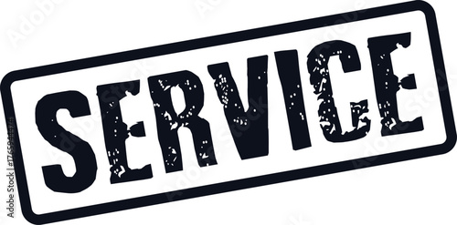 Distressed Service word stamp effect symbolizing assistance and dedication for business applications