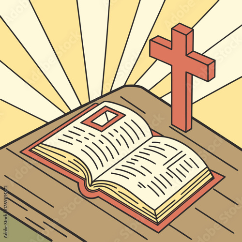Bible and cross illustration