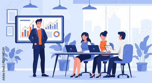 Business Presentation With Team Meeting About Financial Analysis