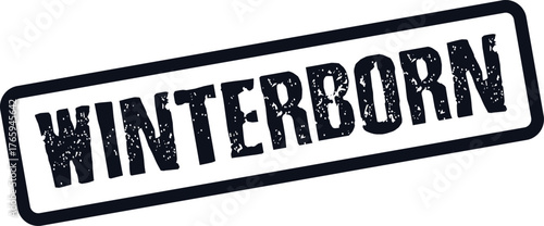Winterborn rectangular stamp displaying grunge distressed text with a rough texture