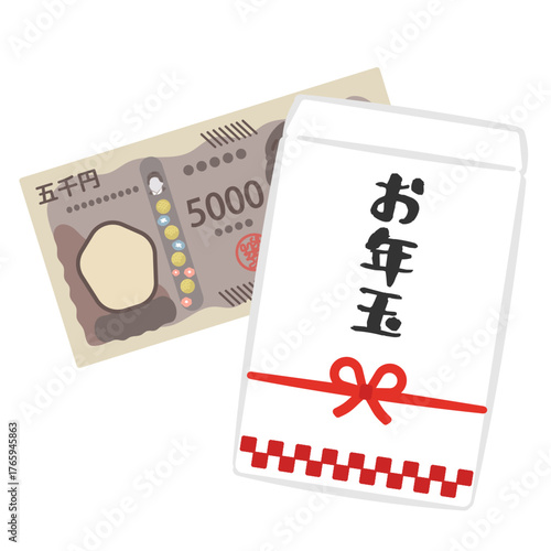 五千円とお年玉袋　イラスト
