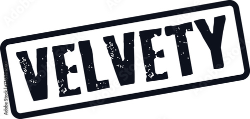 Grungy velvety text stamp with a distressed black ink effect on a clean white surface