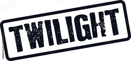 A distinctive distressed black stamp presenting the word TWILIGHT in bold capital letters with a grunge aesthetic