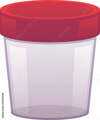 Test tube with red cap flat icon, blood, urine and stool laboratory analysis equipment plastic container for biomaterial