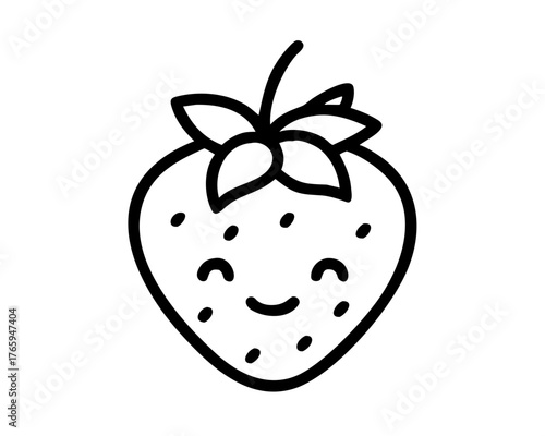 A cute strawberry with a smiling face