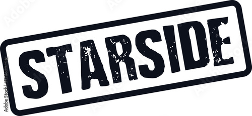 Bold black rectangular emblem displaying the text STARSIDE with a noticeable worn and weathered appearance