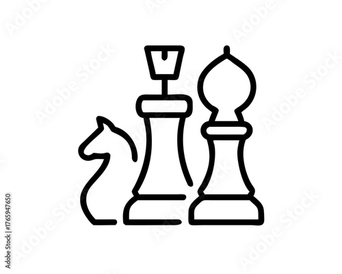 Tableau sur toile Chess pieces, including knight, rook and bishop
