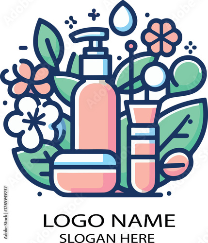 Korean skincare logo icon vector white background .