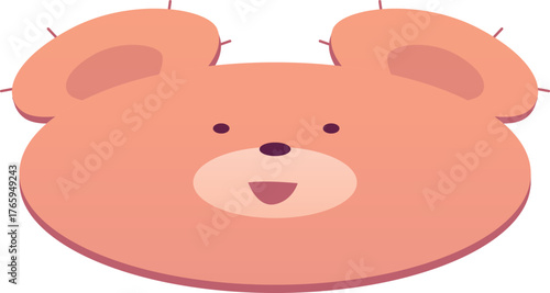 Brown rug bear muzzle shape with ears, vector cartoon cute animal head carpet, cozy home textile decorative neat mat