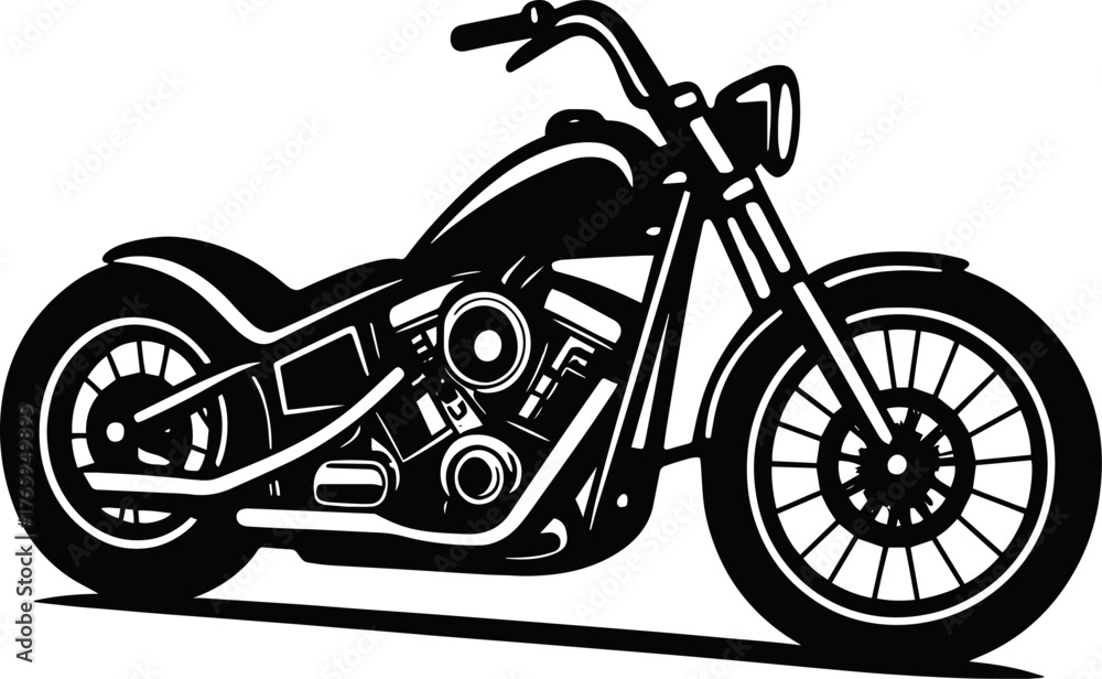Fototapeta premium Chopper Motorcycle Editable Vector AI File | Adobe Illustrator | Export to SVG, EPS, PDF, PNG, DXF, JPEG