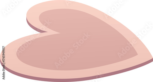 Heart shape rug in nude beige color, vector cartoon woven carpet for floor in room or bathroom, cozy decorative neat mat