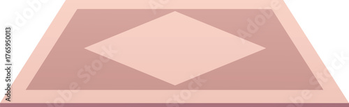 Rug with geometric square pattern in nude beige color, vector cartoon floor carpet in room or doormat, textile neat mat