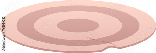 Round rug with striped pattern in nude beige color, vector cartoon woven carpet for floor in room or bathroom, neat mat