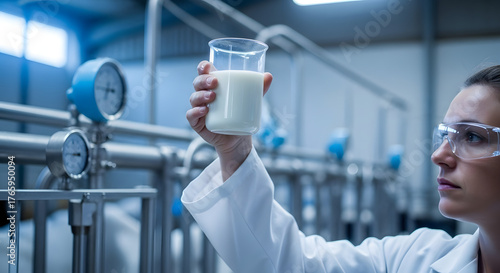 Scientist Examining Milk Quality in Lab