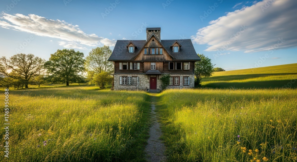 Fototapeta premium haouse in the filed