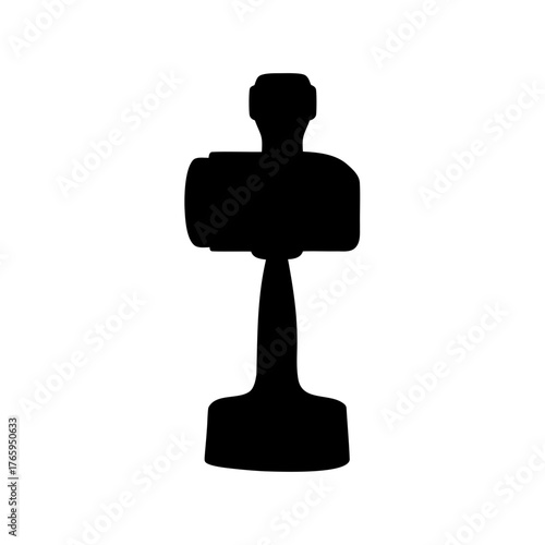 Silhouette of VR Headset, Camera, and Stand Against White Background for Viewing