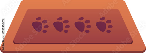 Brown floor rug with cat dog paws footprint, vector cartoon pets carpet, cozy home textile decorative interior neat mat