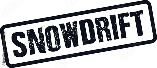 Distressed textured rubber stamp presenting the word Snowdrift for winter themed content