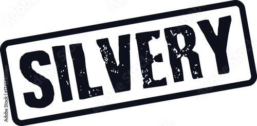 Bold SILVERY word enclosed in a rugged black rectangular border for modern design projects
