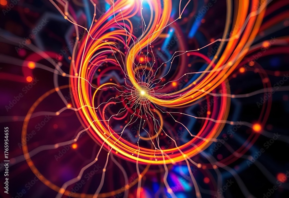 Fototapeta premium Abstract swirling lines disconnecting from a central point, suggesting release from technology, organic, relaxation