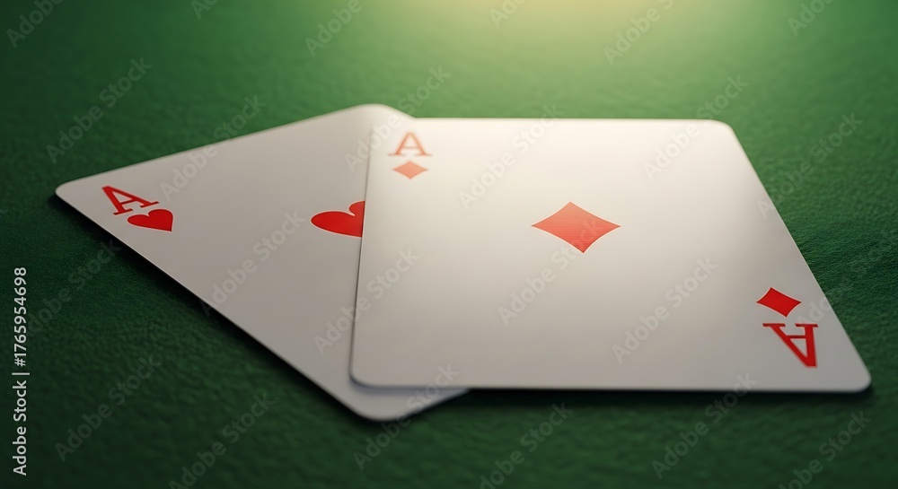 Obraz premium Two Aces on Green Felt.