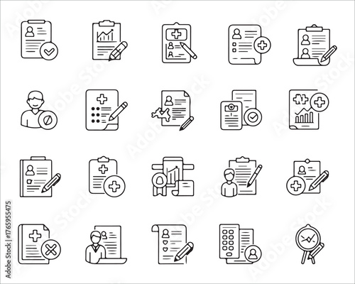 Collection of Medical Report Icons and Patient Information Illustrations