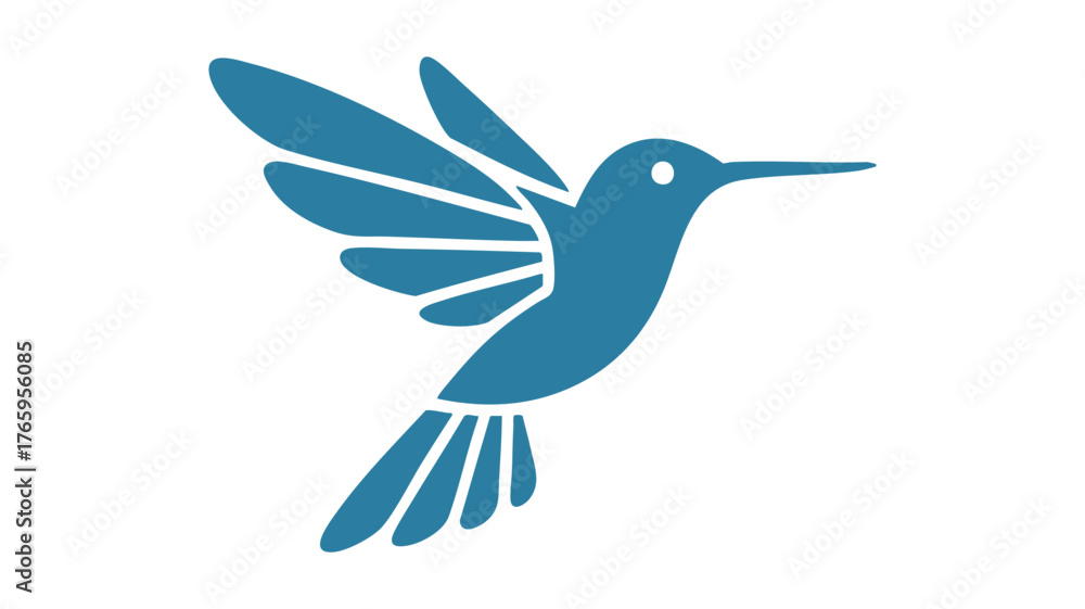 Obraz premium Modern blue hummingbird logo design for branding and communication applications