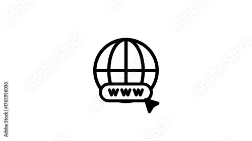 Website line icon animation. Web, Globe icon motion. Icon animation.