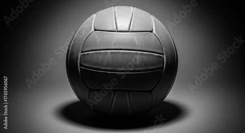 Dramatic Black and White Volleyball on a Gradated Background.